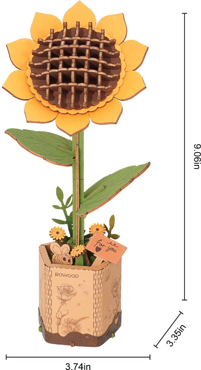 Modern Wooden Puzzle: Sunflower
