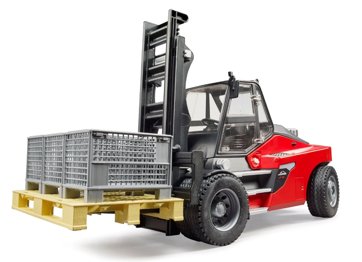 Bruder, Linde HT160 Forklift with Pallet and 3 Pallet Cages 02513