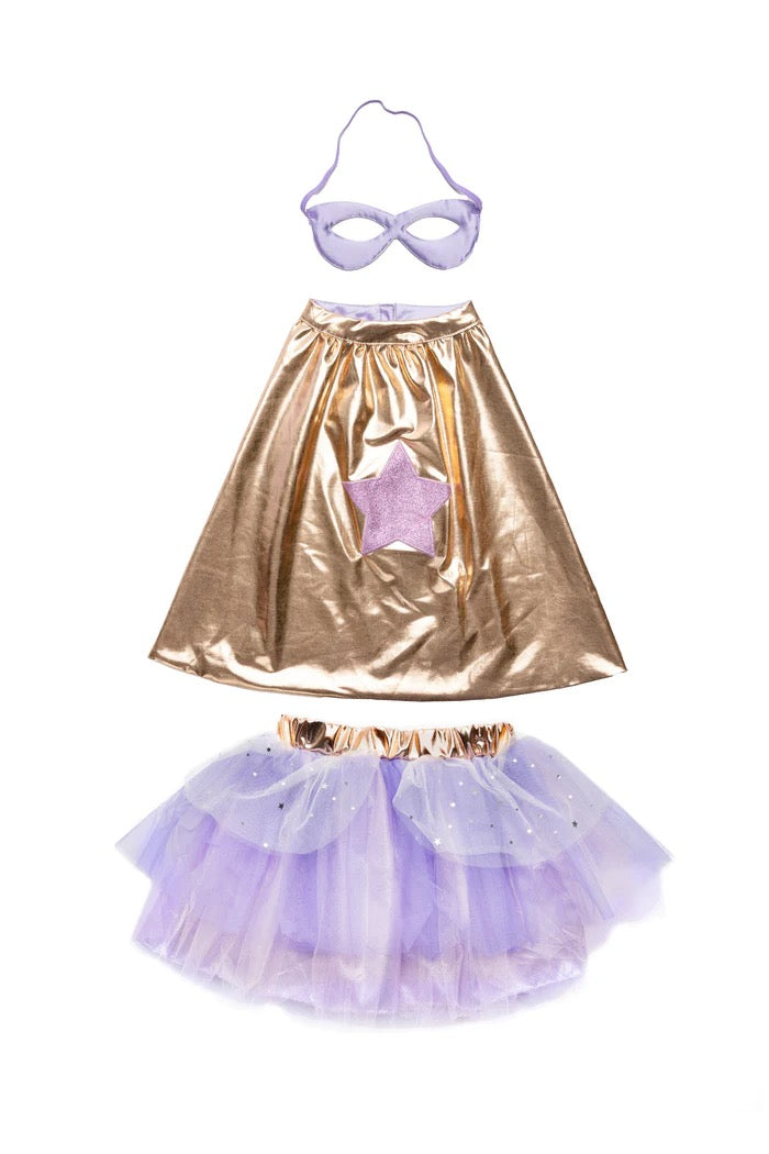Great Pretenders, Super-Duper Tutu, Cape & Mask - Purple and Gold 67835