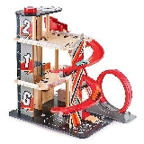 Hape, Gearhead Stunt Garage Kids Wooden Toy Car Parking Garage Playset