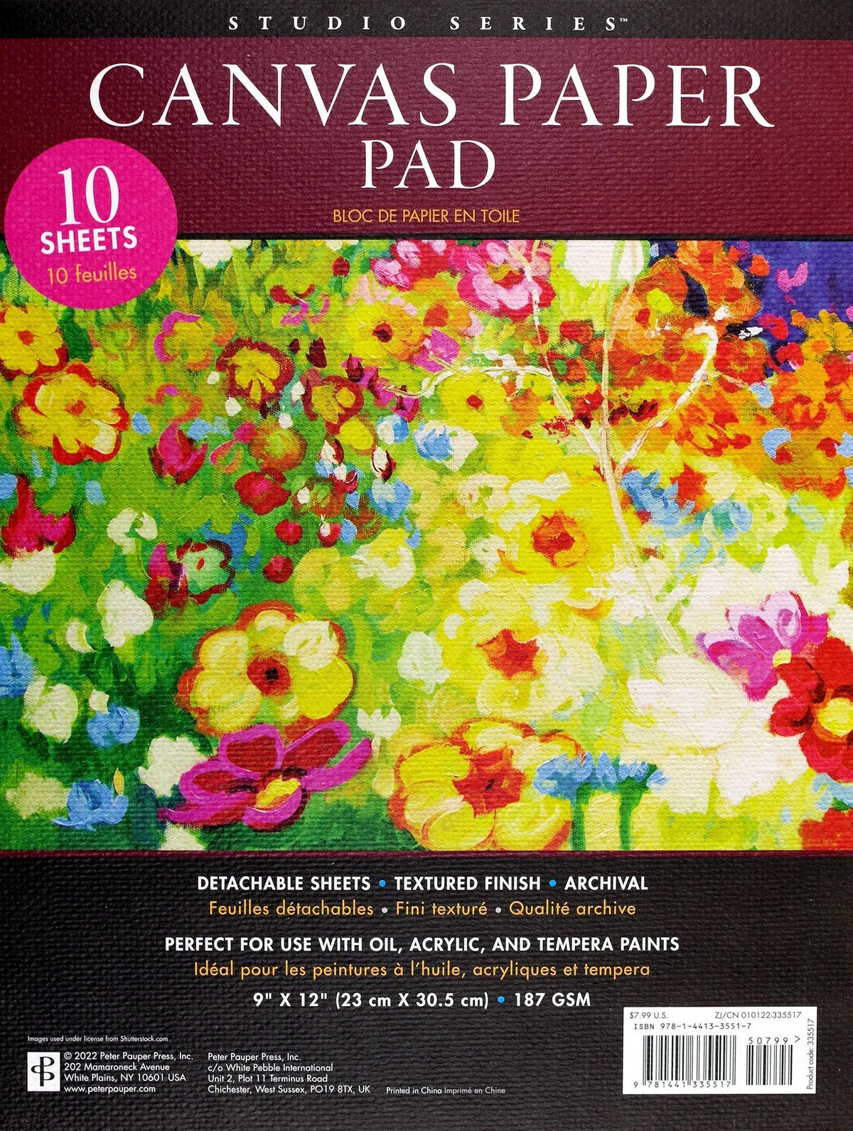 Peter Pauper Press, Studio Series: Canvas Paper Pad - 9 X 12