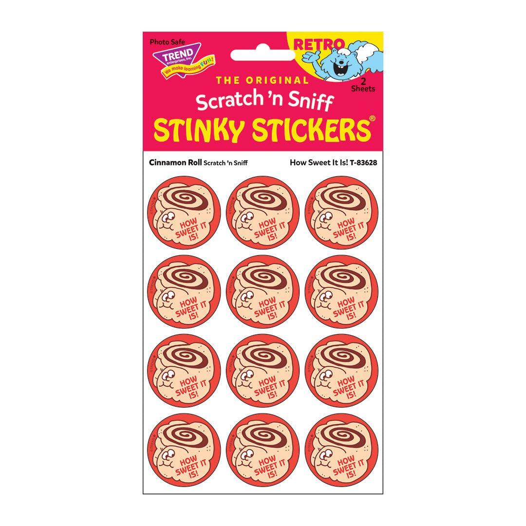 TREND Enterprises, Scratch 'N Sniff Retro Stinky Stickers: How Sweet It Is!/Cinnamon Roll Scent Scratch 'n Sniff Stickers T83628