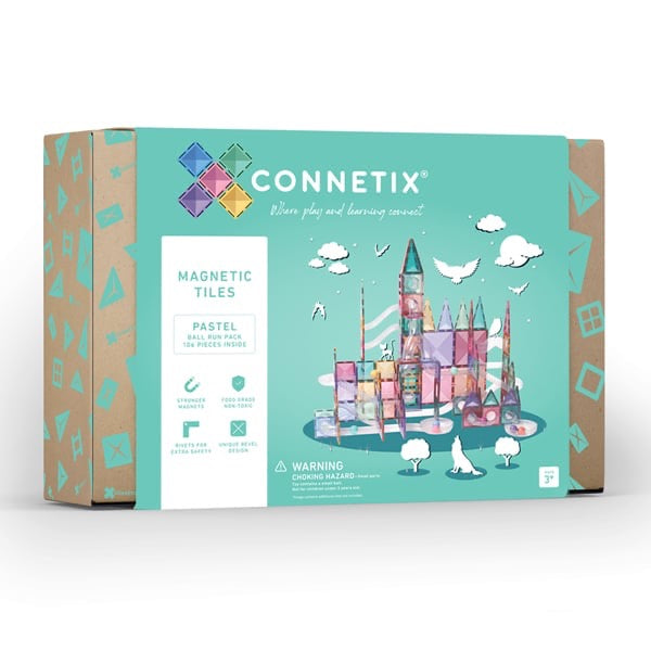 Connetix, Pastel Ball Run - Clear Fluted Tubes 106pc CT-P-00106BR