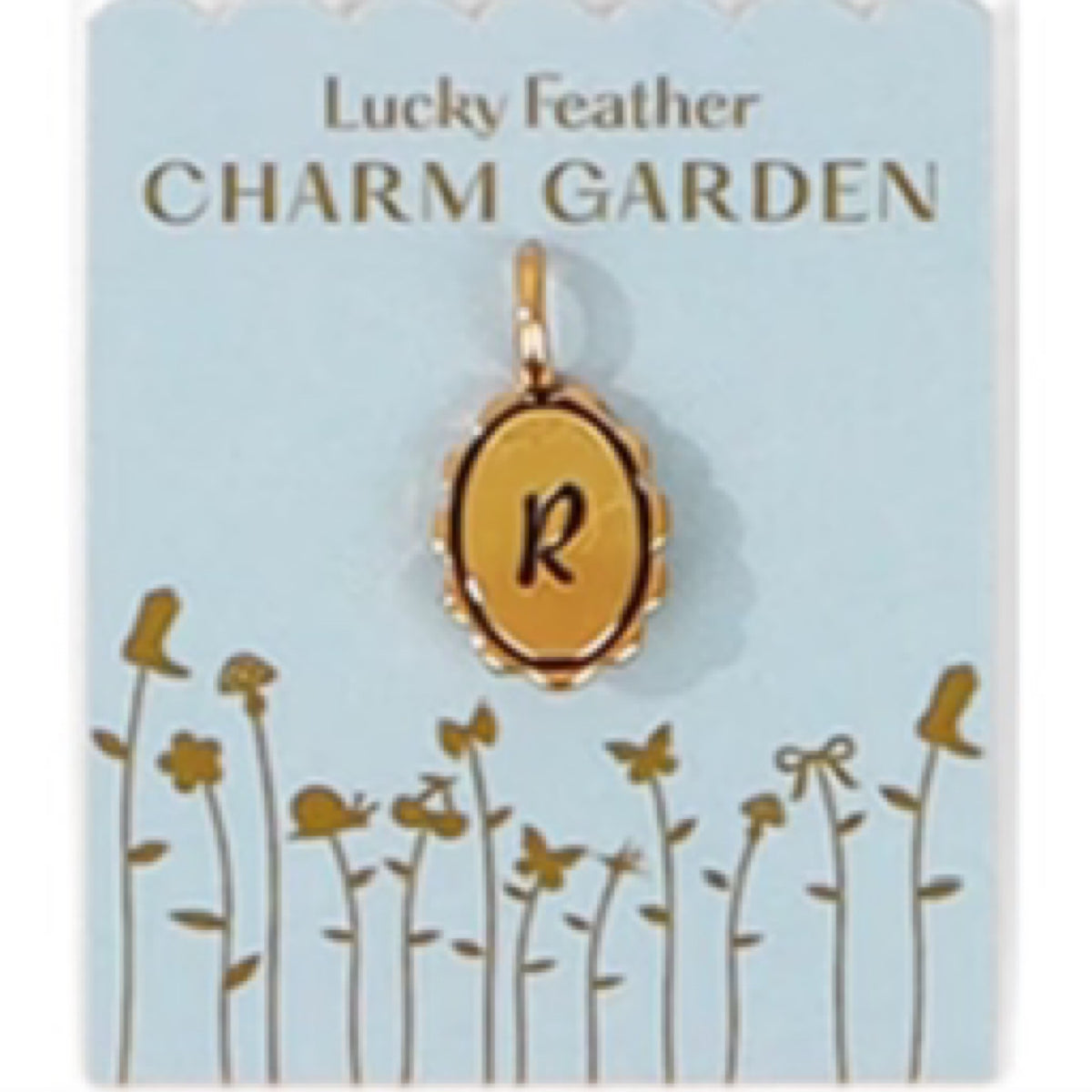 Lucky Feather, Charm Garden: Scalloped Initial Charm Gold - R