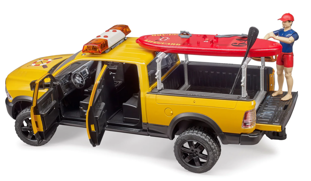 Bruder, RAM 2500 Power Wagon Lifeguard with Figure, Stand-up Paddle & Li 02506