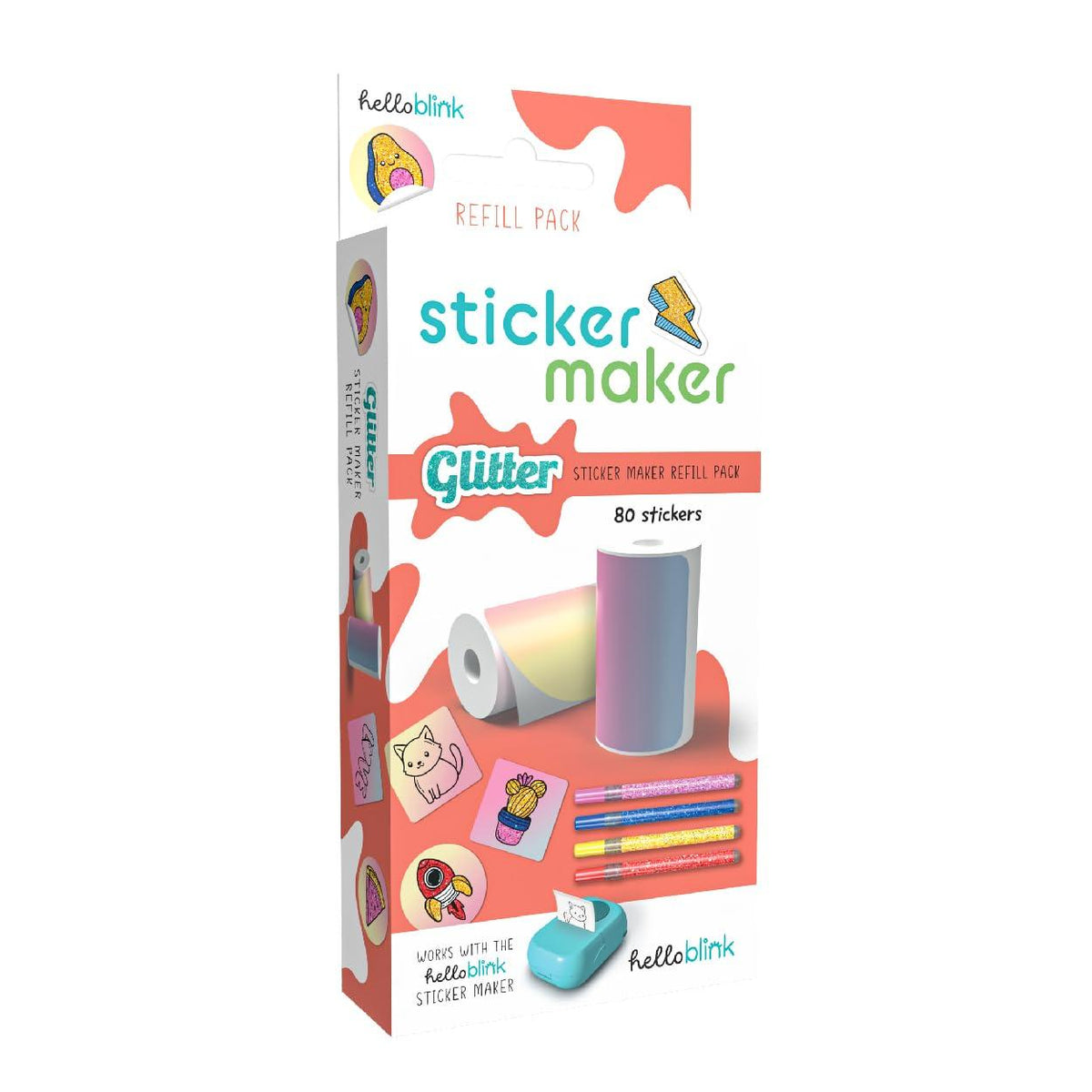 Ceaco, Hello Blink - Sticker Maker - Refill Pack with 80 Glitter Stickers 10032