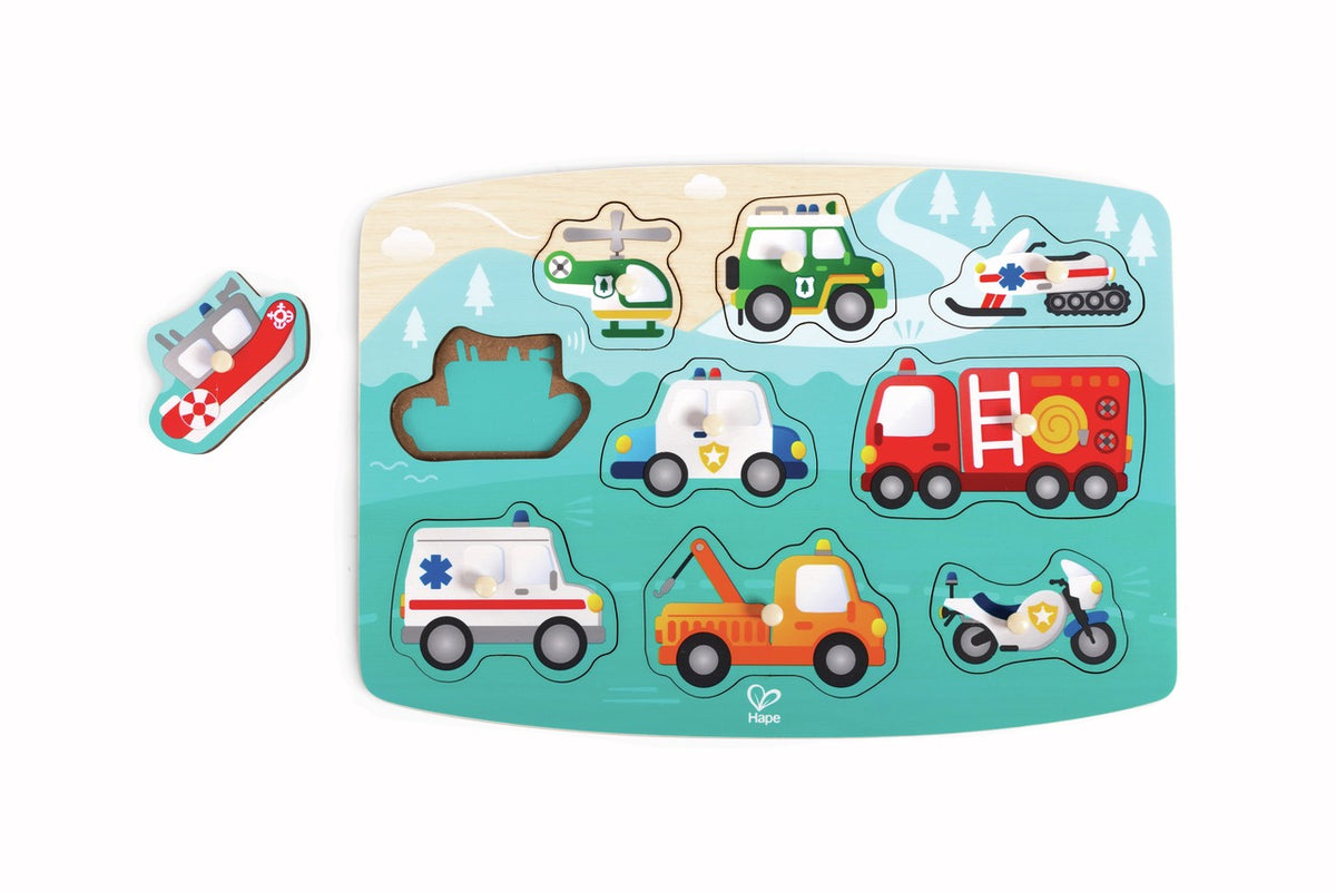 Hape, Emergency Vehicles Peg Puzzle E1457
