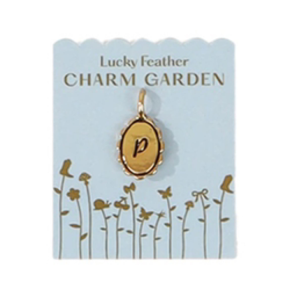 Lucky Feather, Charm Garden: Scalloped Initial Charm Gold - P (CG.LT.P)