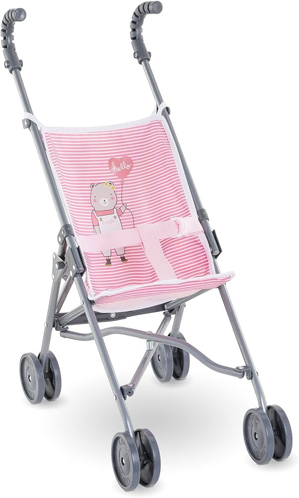 Corolle, Umbrella Baby Doll Stroller - Pink Stripe 141640