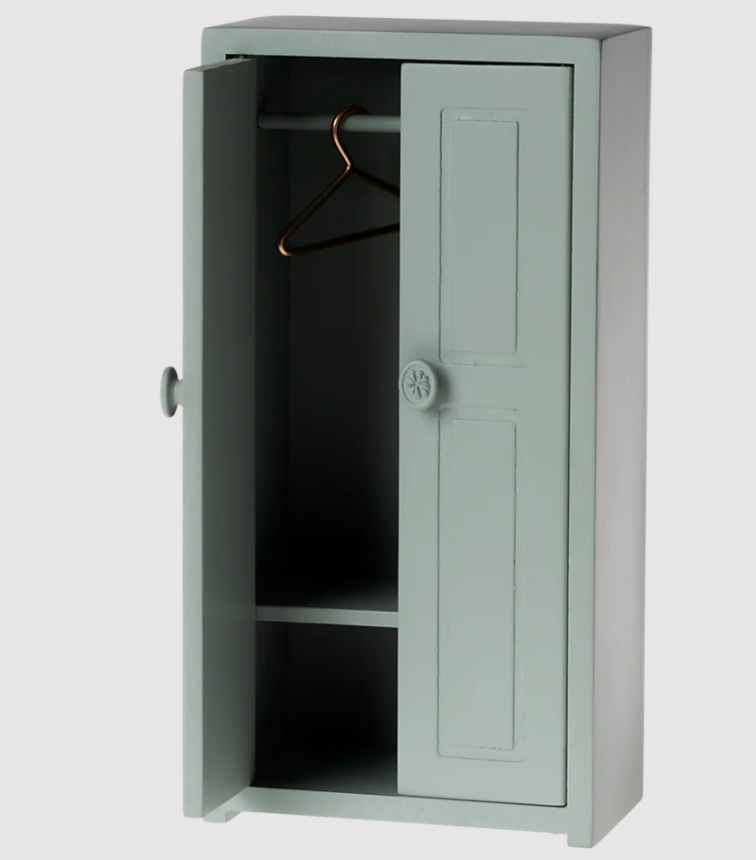 Maileg, Mouse: Wooden Closet - Soft Blue 11-4008-02