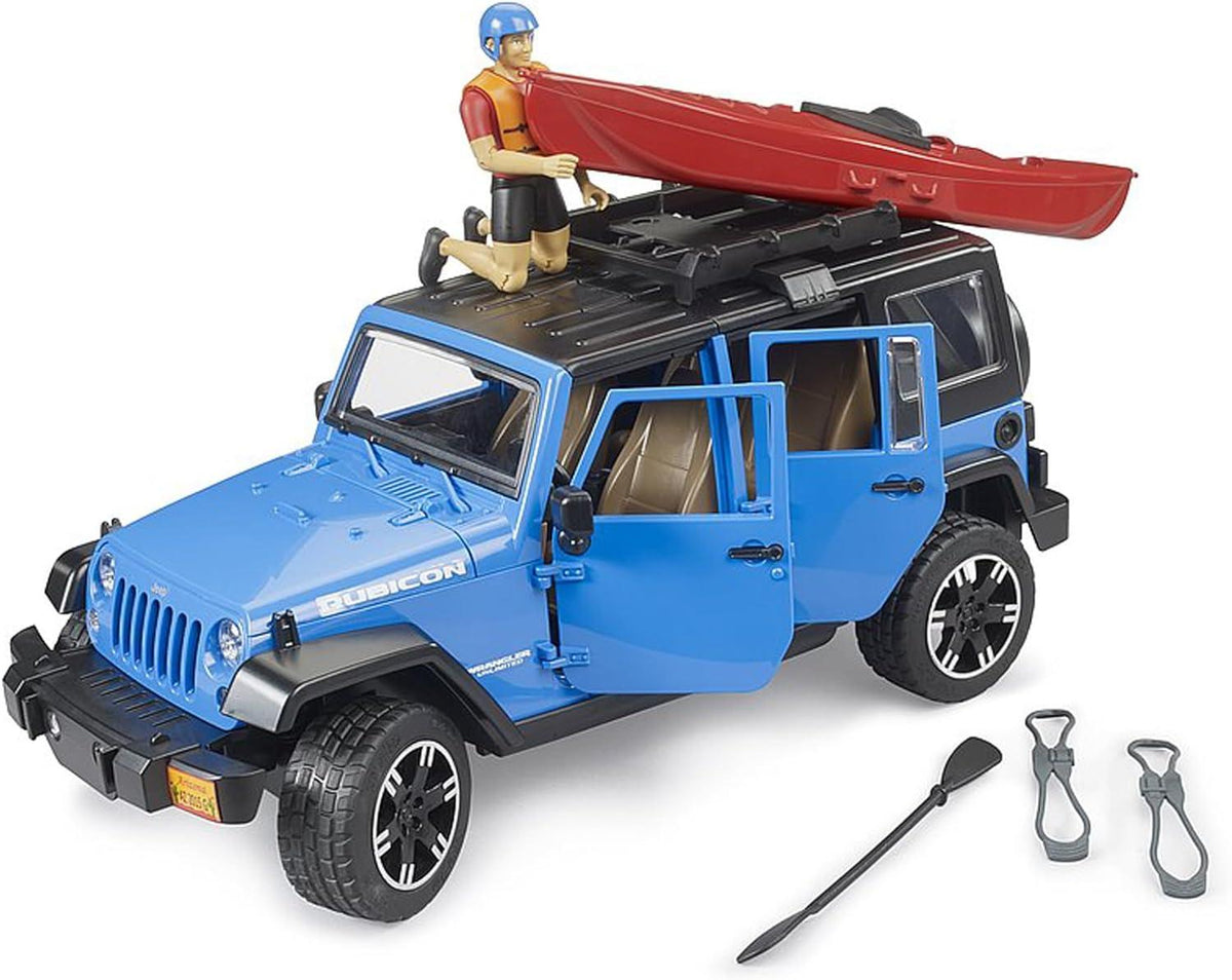Bruder, Jeep Wrangler Rubicon with Kayak and Kayaker 02529