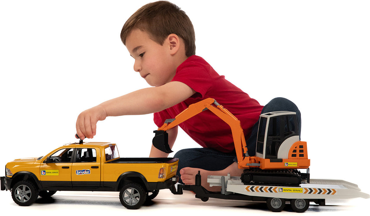 Bruder RAM Rental Service Truck with Mini Excavator