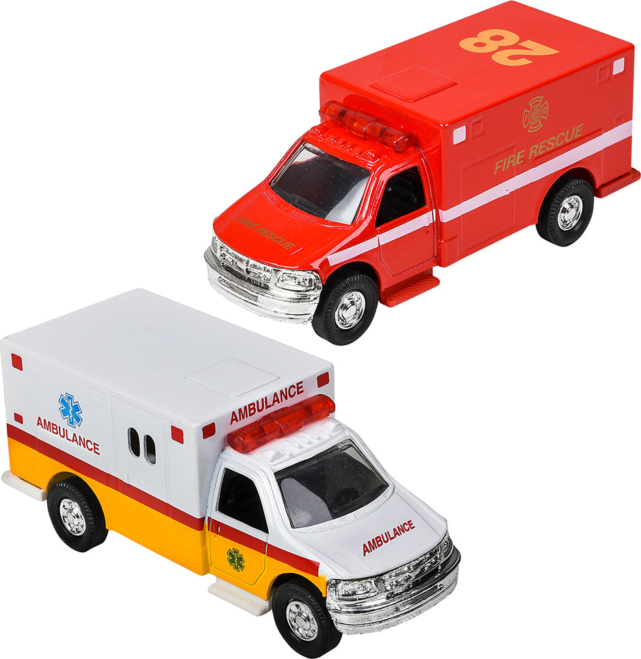 5" Die-cast Pull Back Rescue Ambulance