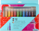 12 Watercolor Pastels+ Brush
