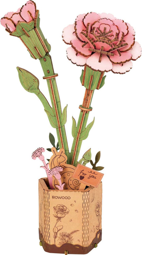 Modern Wooden Puzzle: Pink Carnation