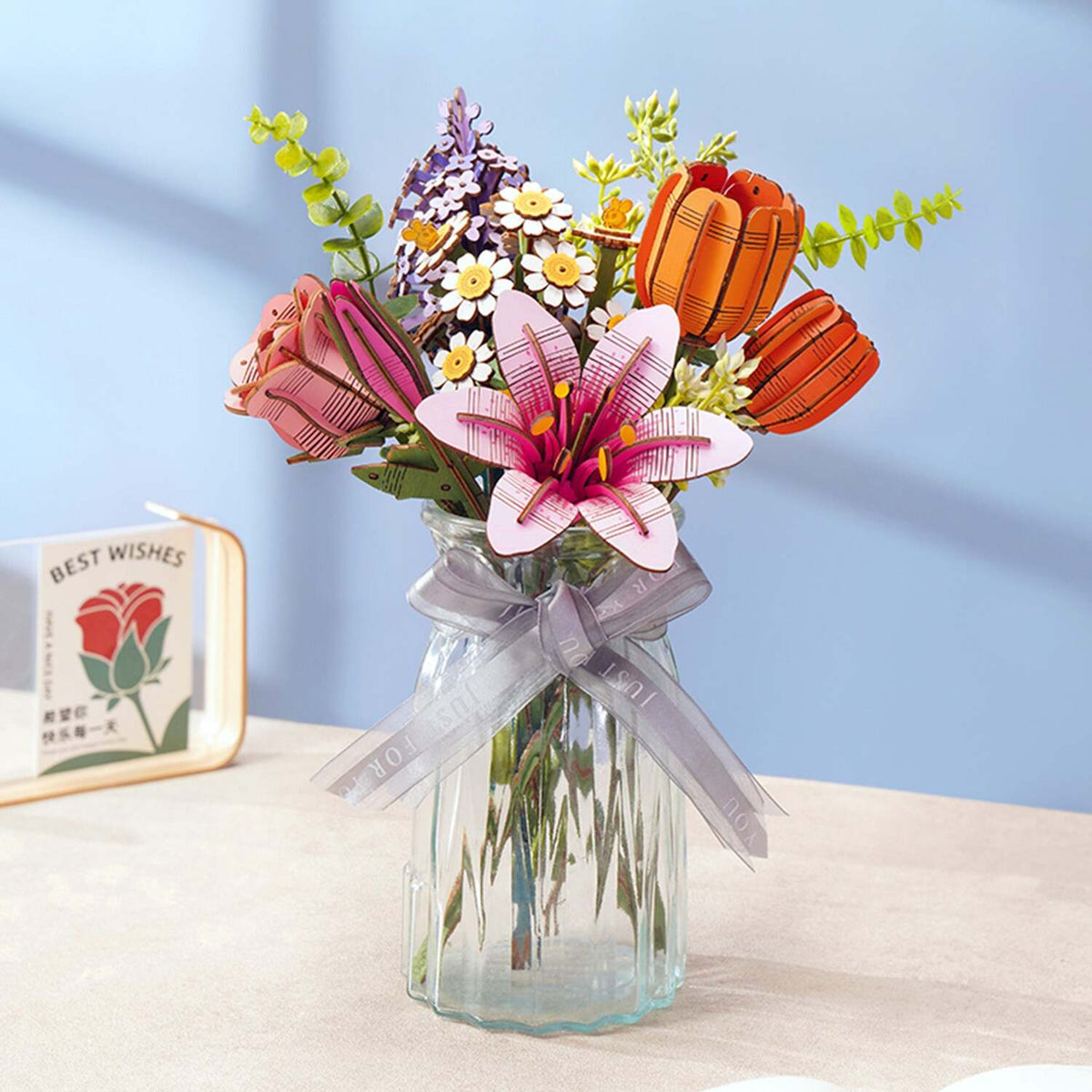 Modern Wooden Puzzle: Pink Lilly