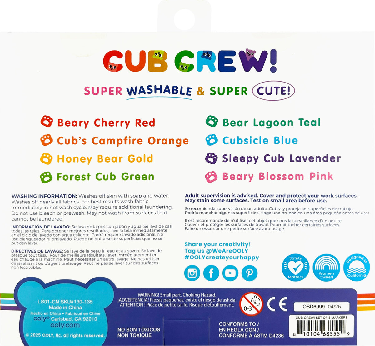 Cub Crew Washable Markers - Set of 8