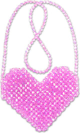 Shimmering Beaded Heart Crossbody Bag