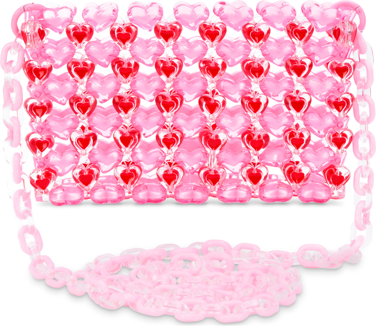 Pink Hearts Beaded Crossbody Bag