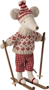 Mum Winter Mouse with Ski Set in Red