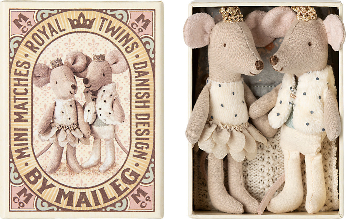 Royal twin mice, Little sister and brother in matchbox