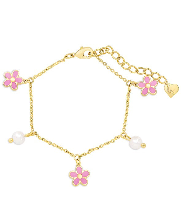 Lily Nily, Flowers and Pearls Charm Bracelet 1003B