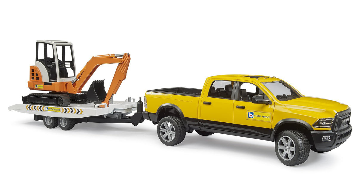 Bruder, Ram Rental Service with Trailer and Mini Excavator 02546