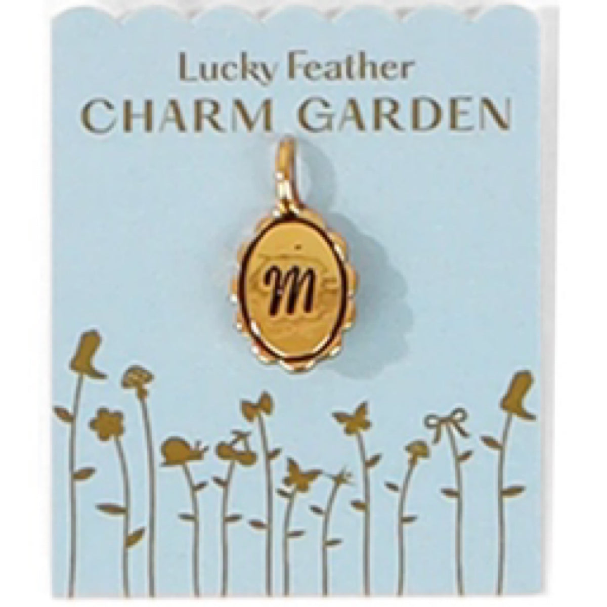 Lucky Feather, Charm Garden: Scalloped Initial Charm Gold - M (CG.LT.M)