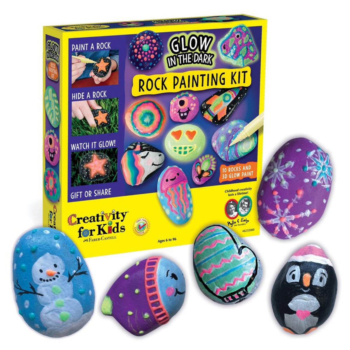 Faber Castell, Creativity for Kids: Glow in The Dark Rock Painting Kit 6232000