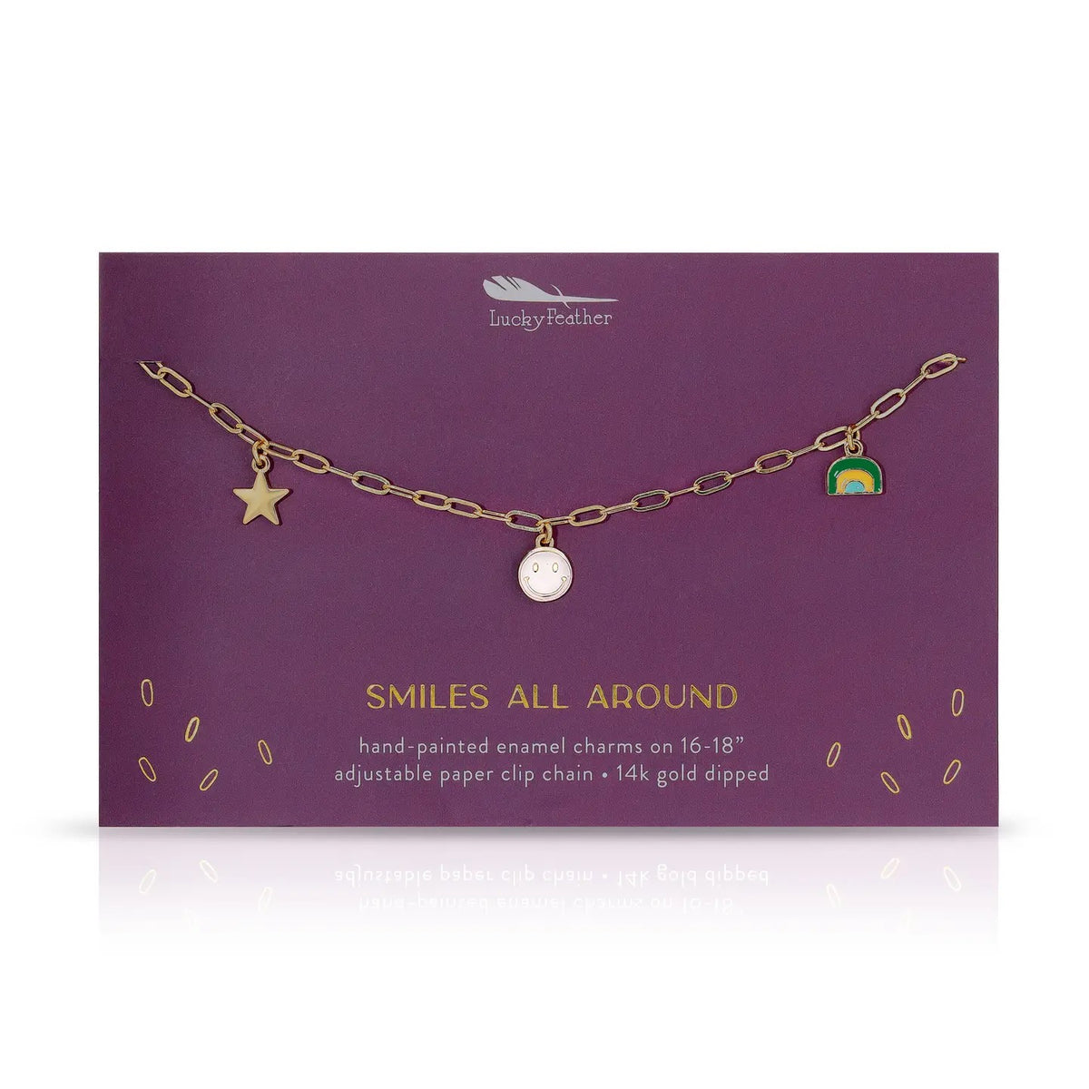Lucky Feather, Enamel Treasure Necklace: Smile