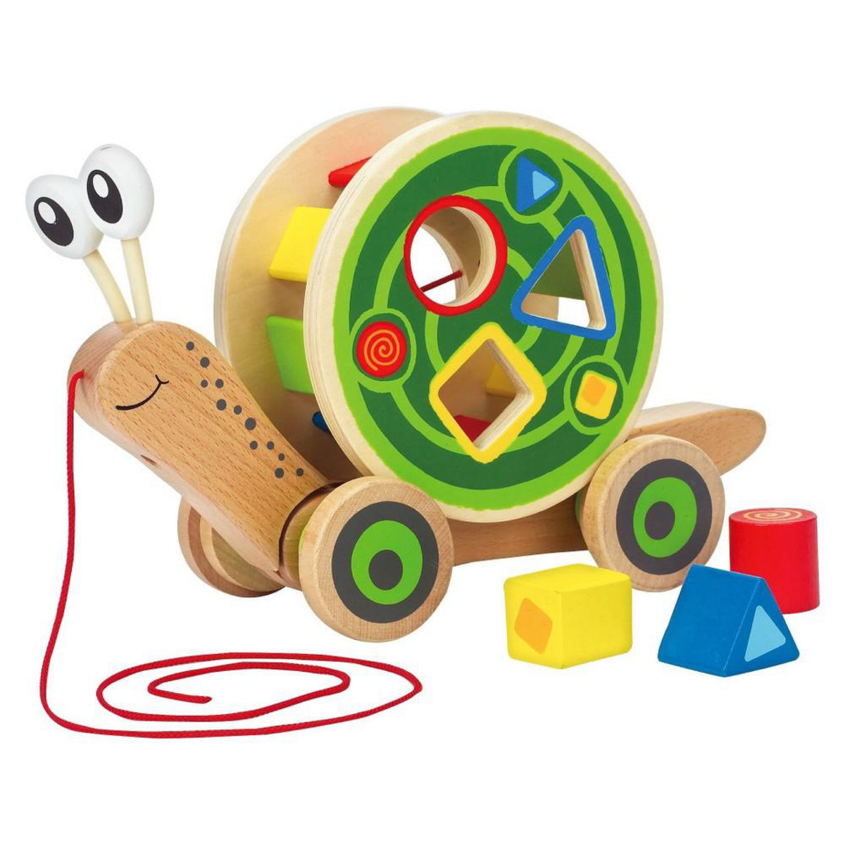 Hape, Walk-A-Long Snail Wooden Push and Pull Toy E0349