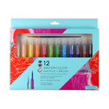 Bright Stripes, 12 WaterColor Pastels and Brush  4112-12