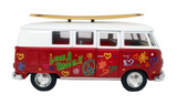 Die Cast, 1962 Volkswagen Bus with Surf Board Pull Back 5.25" - MX637