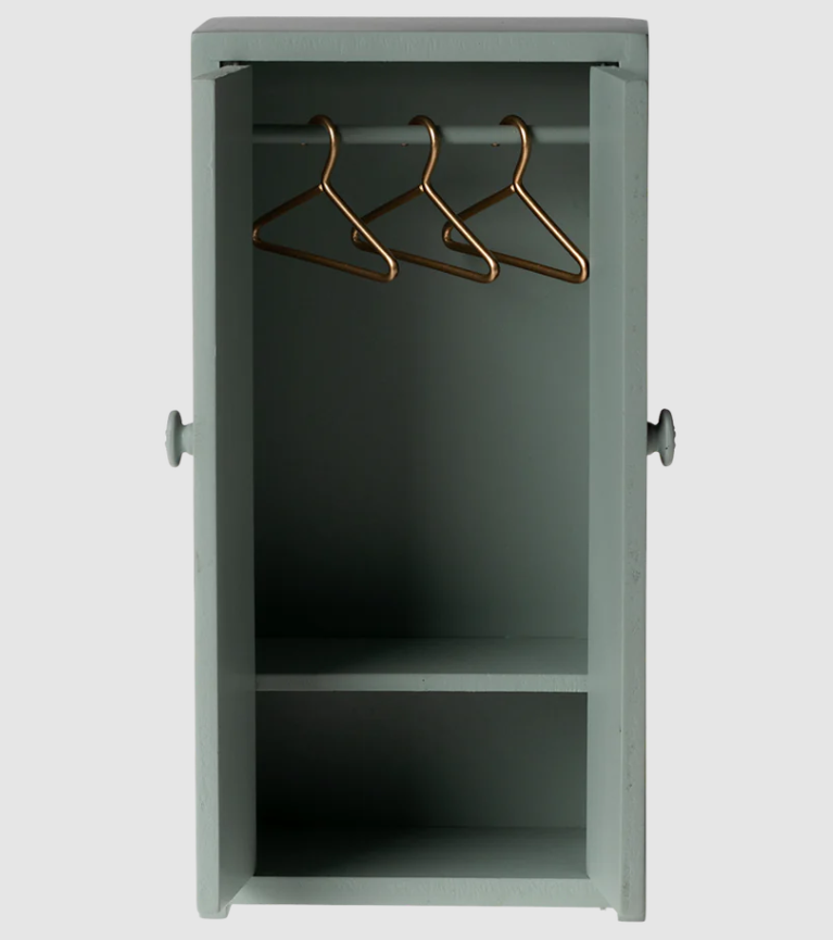 Maileg, Mouse: Wooden Closet - Soft Blue 11-4008-02