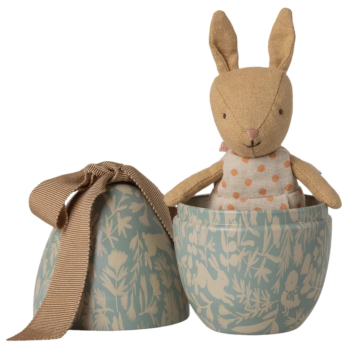Maileg, Easter Egg With Micro Rabbit Small - Dusty Blue 18-6201-00