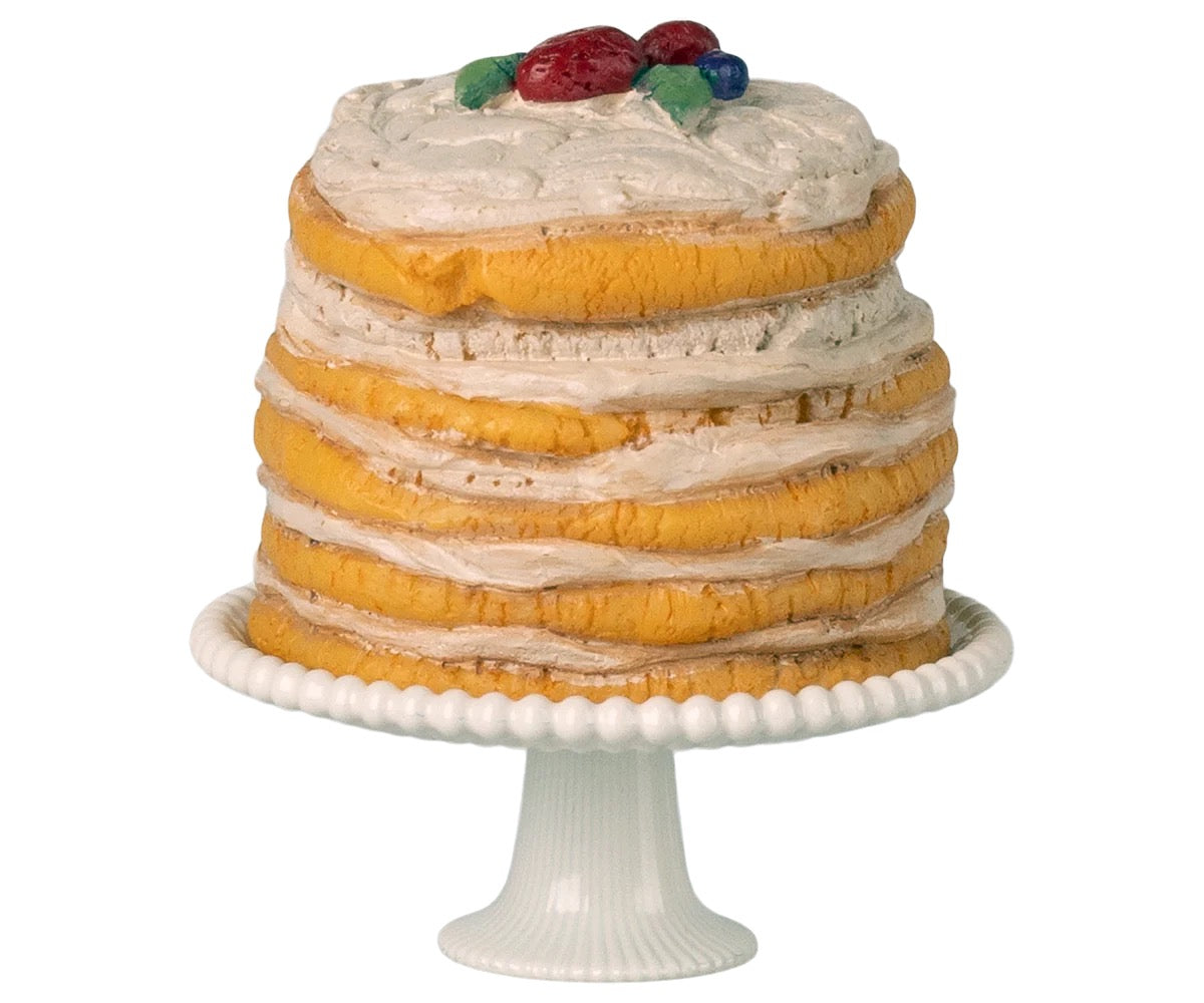 Maileg, Mouse: Party Cake & Stand - Off white 11-6304-00
