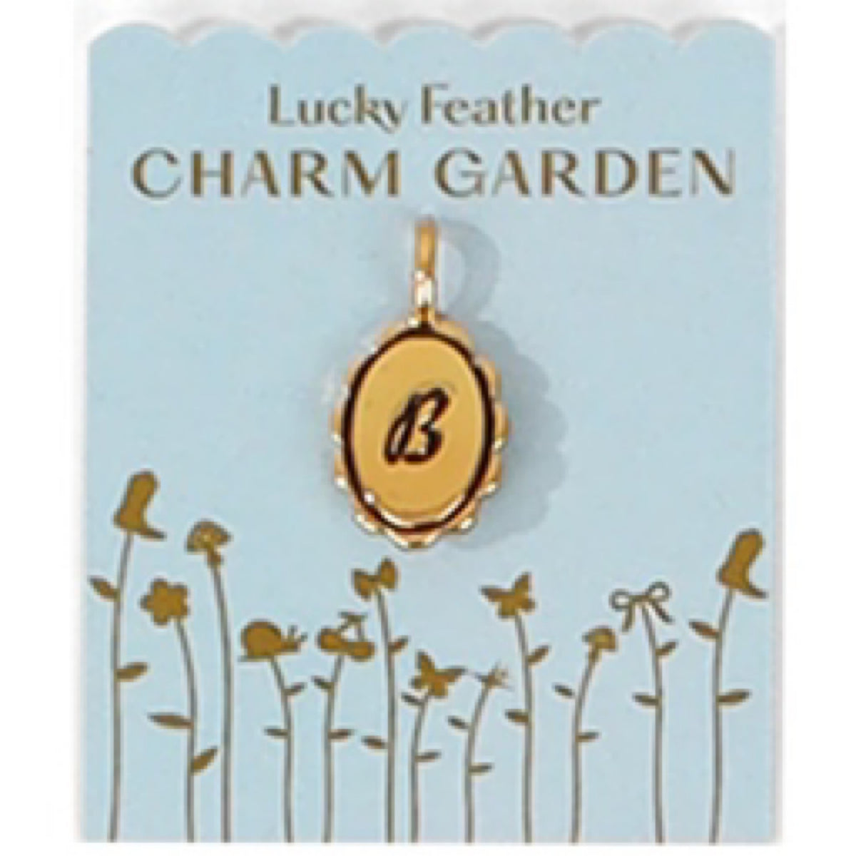 Lucky Feather, Charm Garden: Scalloped Initial Charm Gold - B (CG.LT.B)