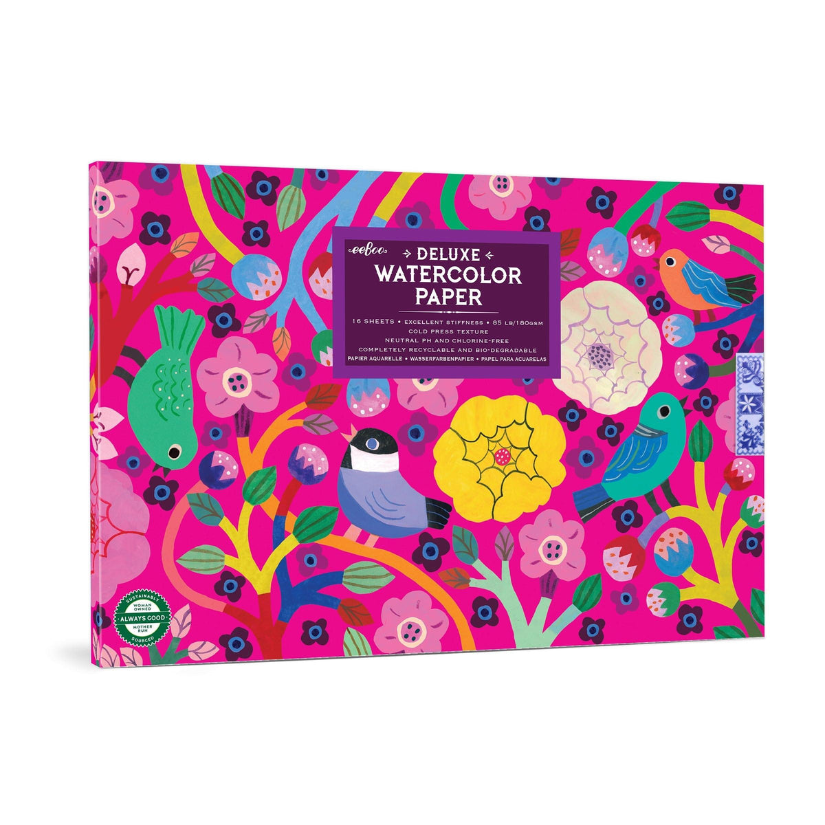 eeBoo, Watercolor Pad: Birds in Fuchsia WPISE