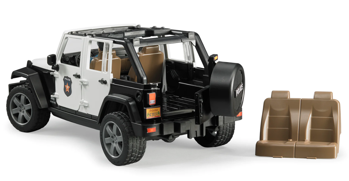 Bruder, Jeep Rubicon Police Car and Light Skin Policeman  02526