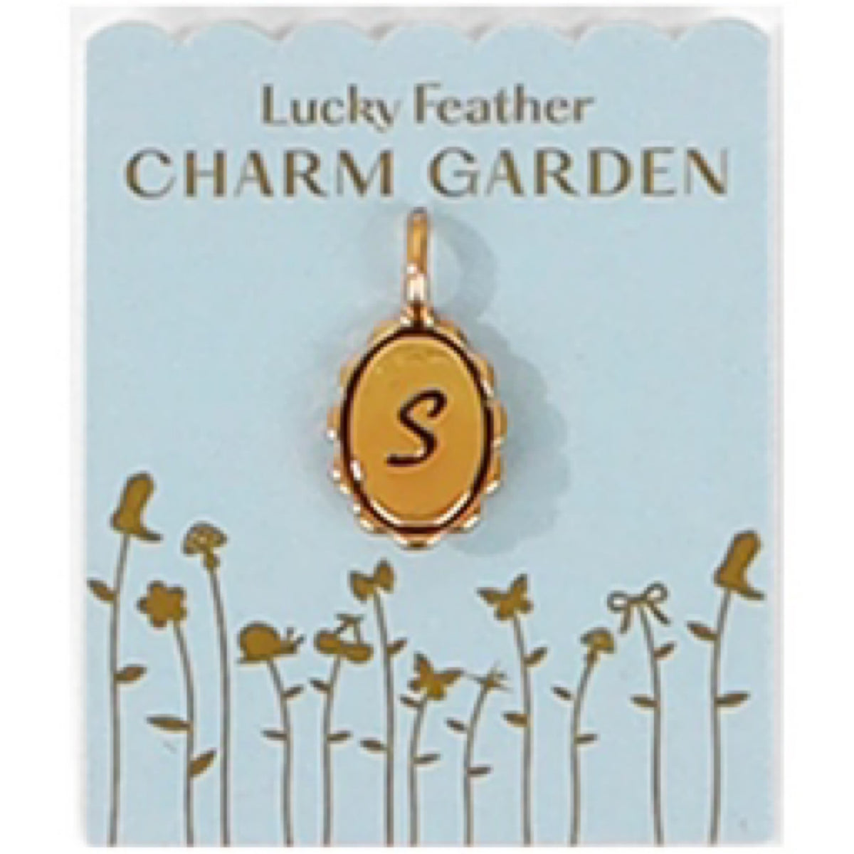 Lucky Feather, Charm Garden: Scalloped Initial Charm Gold - S (CG.LT.S)