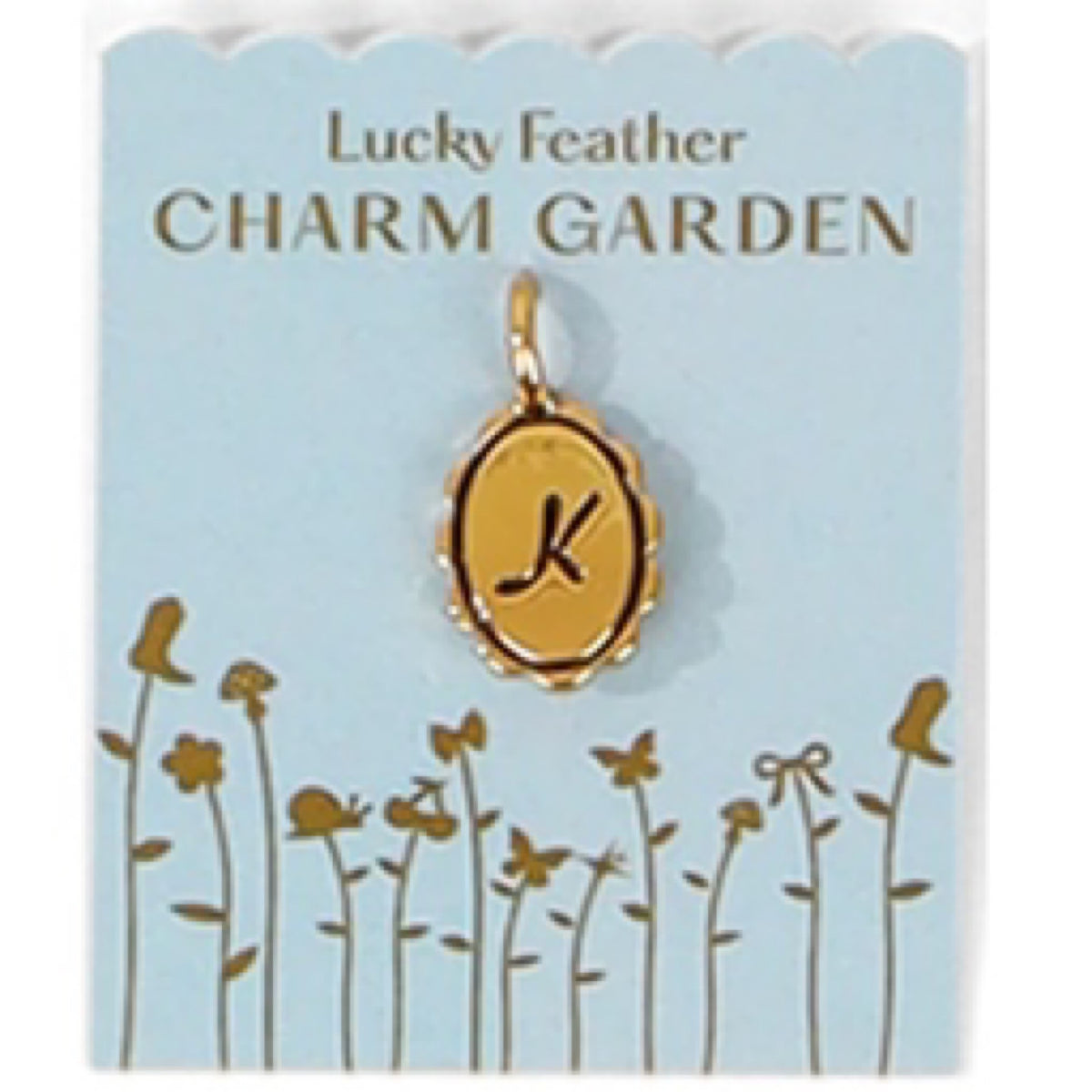 Lucky Feather, Charm Garden: Scalloped Initial Charm Gold - K (CG.LT.K)