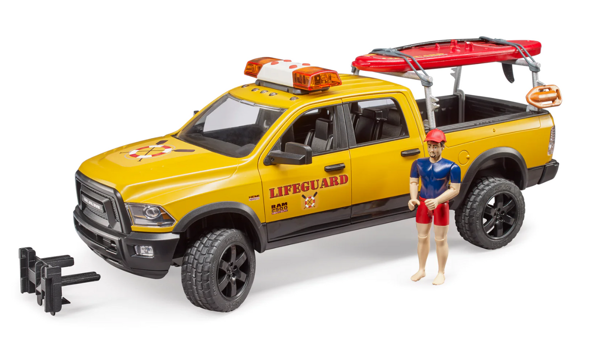 Bruder, RAM 2500 Power Wagon Lifeguard with Figure, Stand-up Paddle & Li 02506