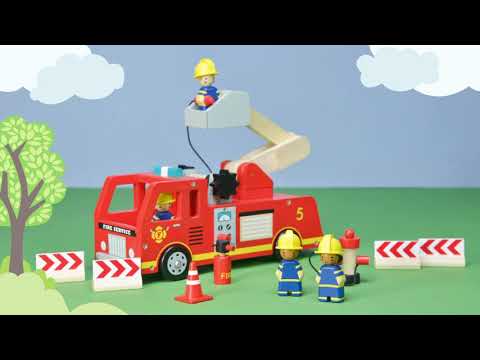 Tender Leaf, Fire Engine Wooden Play Set in Multi TL8367